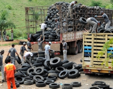 Pneus recolhidos e encaminhados para a destinação correta